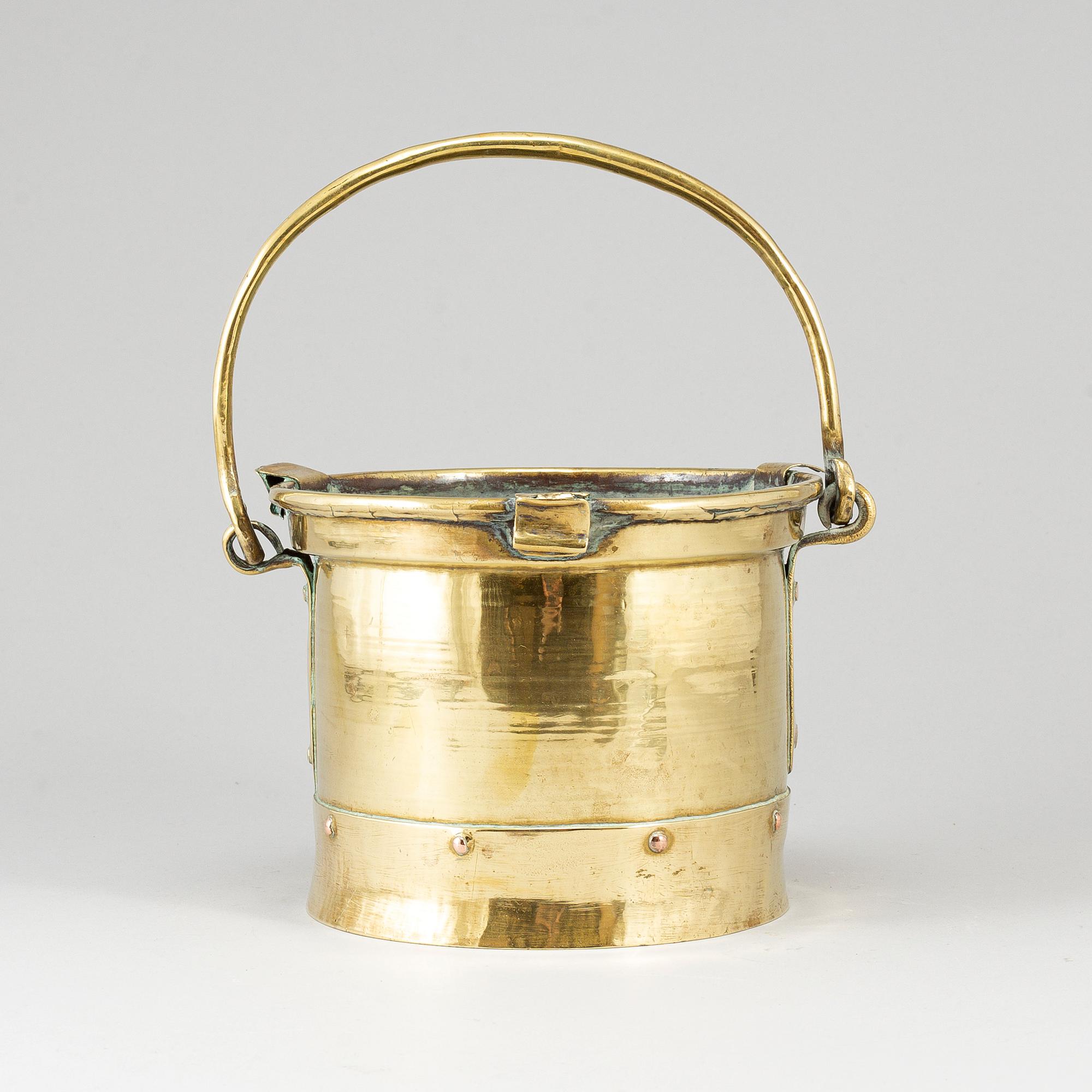 An 18th century brass brazier.