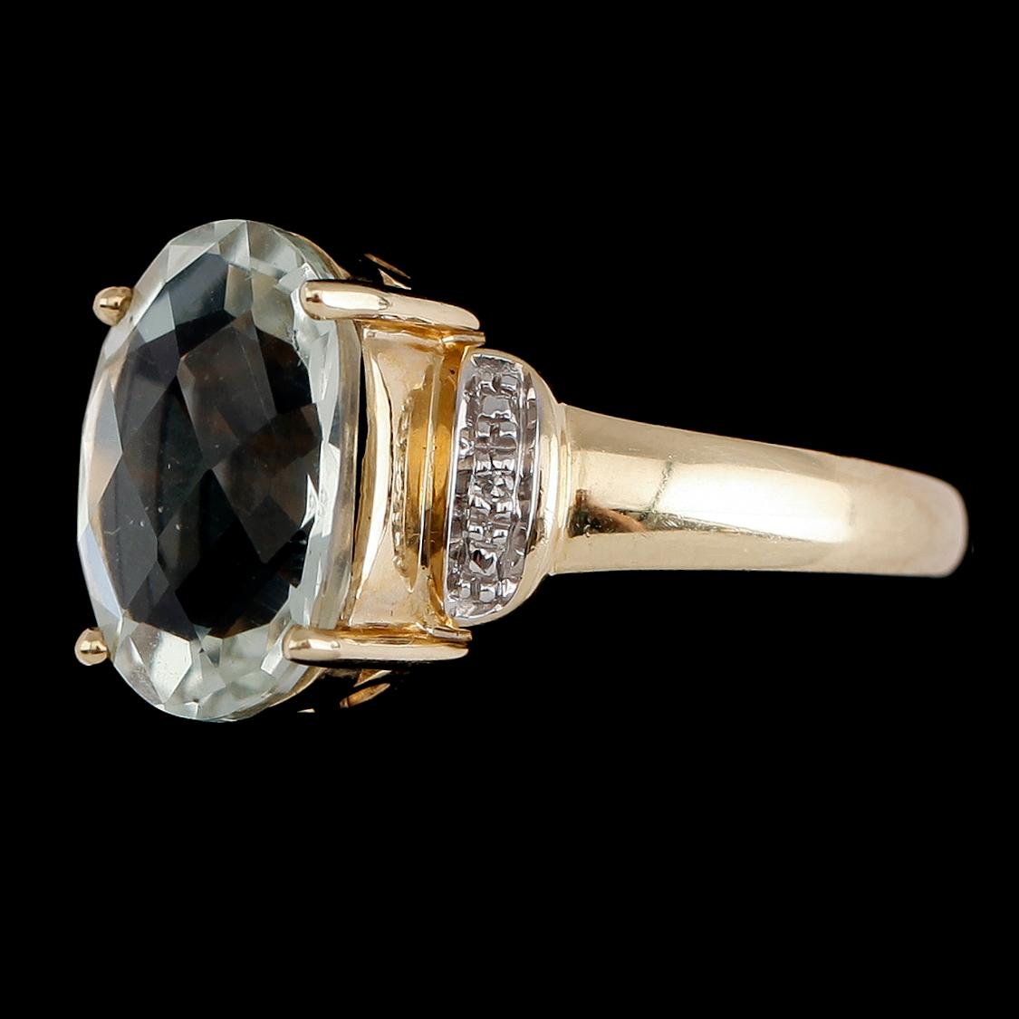 RING, 10 k guld, turkosblå kvarts samt mindre diamanter.