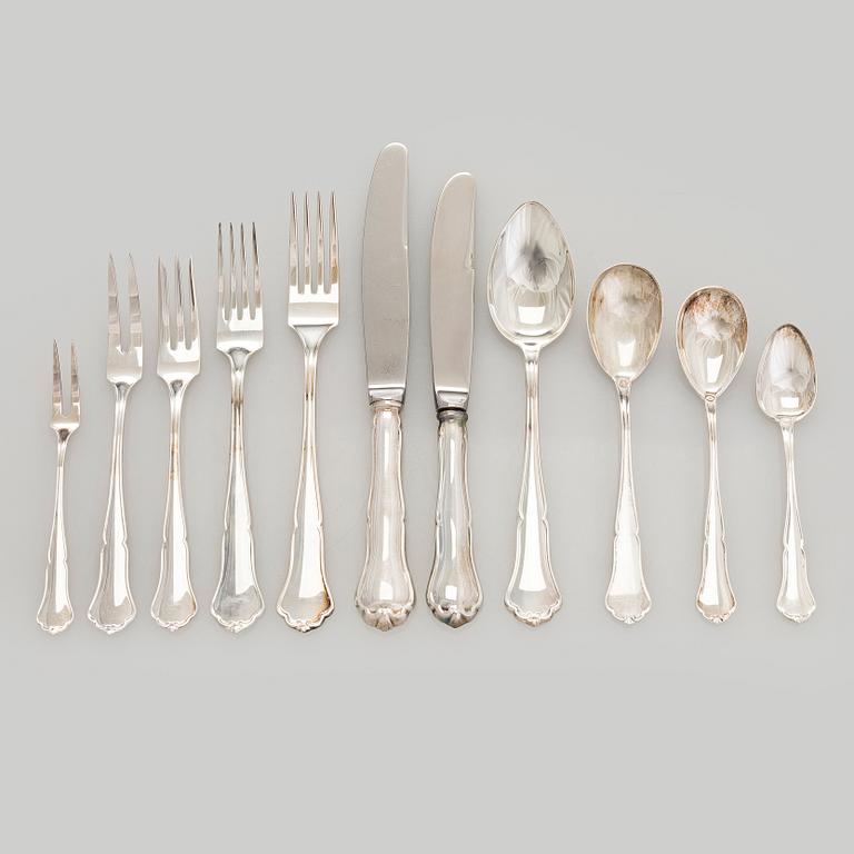 An 86-piece set of 'Chippendale' silver cutlery, Kultakeskus Hämeenlinna.