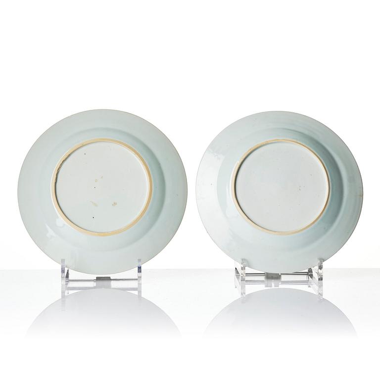 A set of 12 famille rose dishes, Qing dynasty, Qianlong (1736-95).