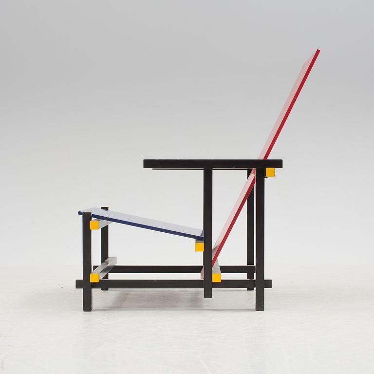 GERRIT RIETVELD, armchair, "Red and blue chair", Cassina.