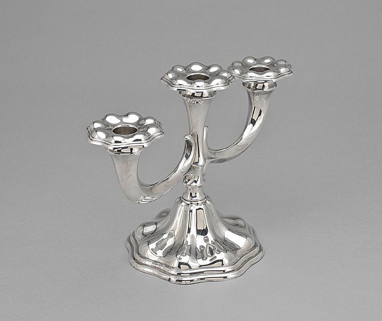 KANDELABER, silver, rokokostil, C G Hallberg, Stockholm 1938.