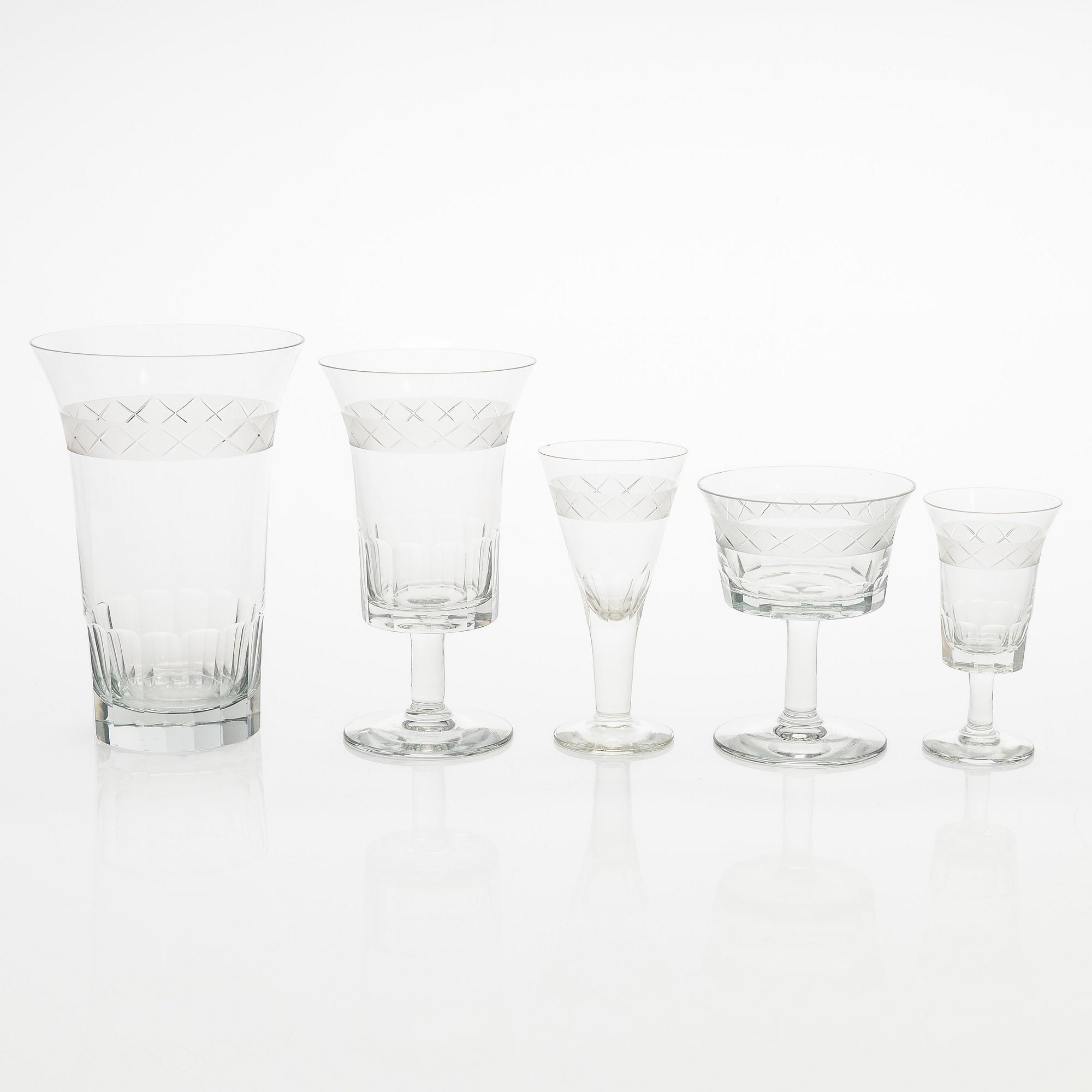 Glasservis, 36 st, "Antica" Nuutajärvi, Notsjö. I produktion 1900-1969.