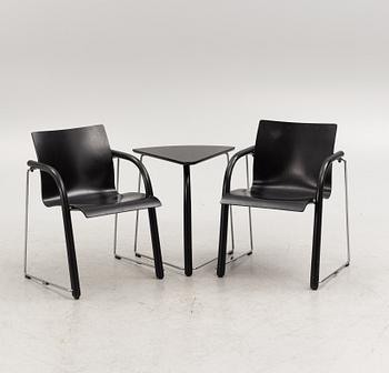 A pair of chairs and a side table, model "S320", Wulf Schneider & Ulrich Böhme, Thonet, 1980s.