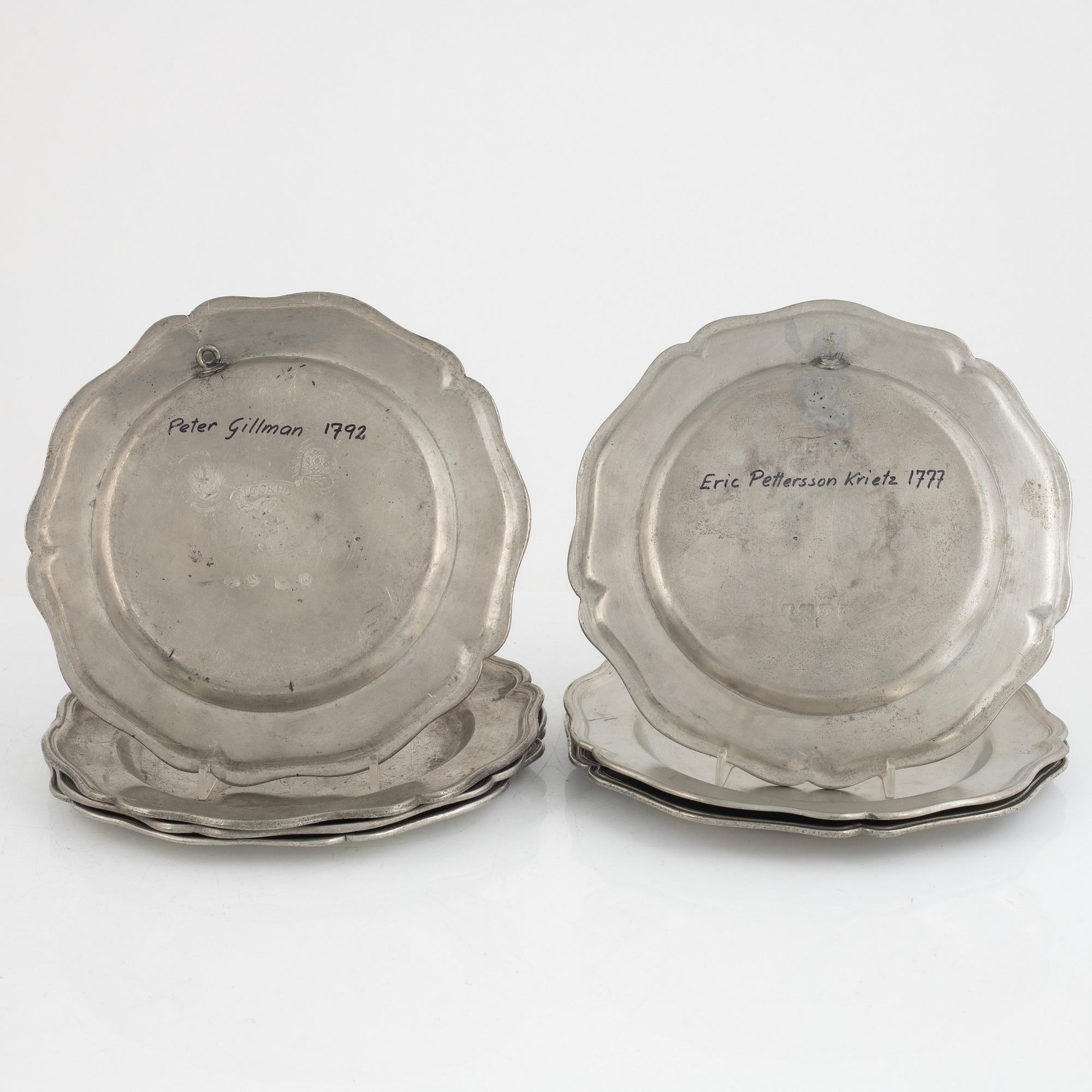 Tennfat, 12 st, snarlika, tenn, 1762-1792.