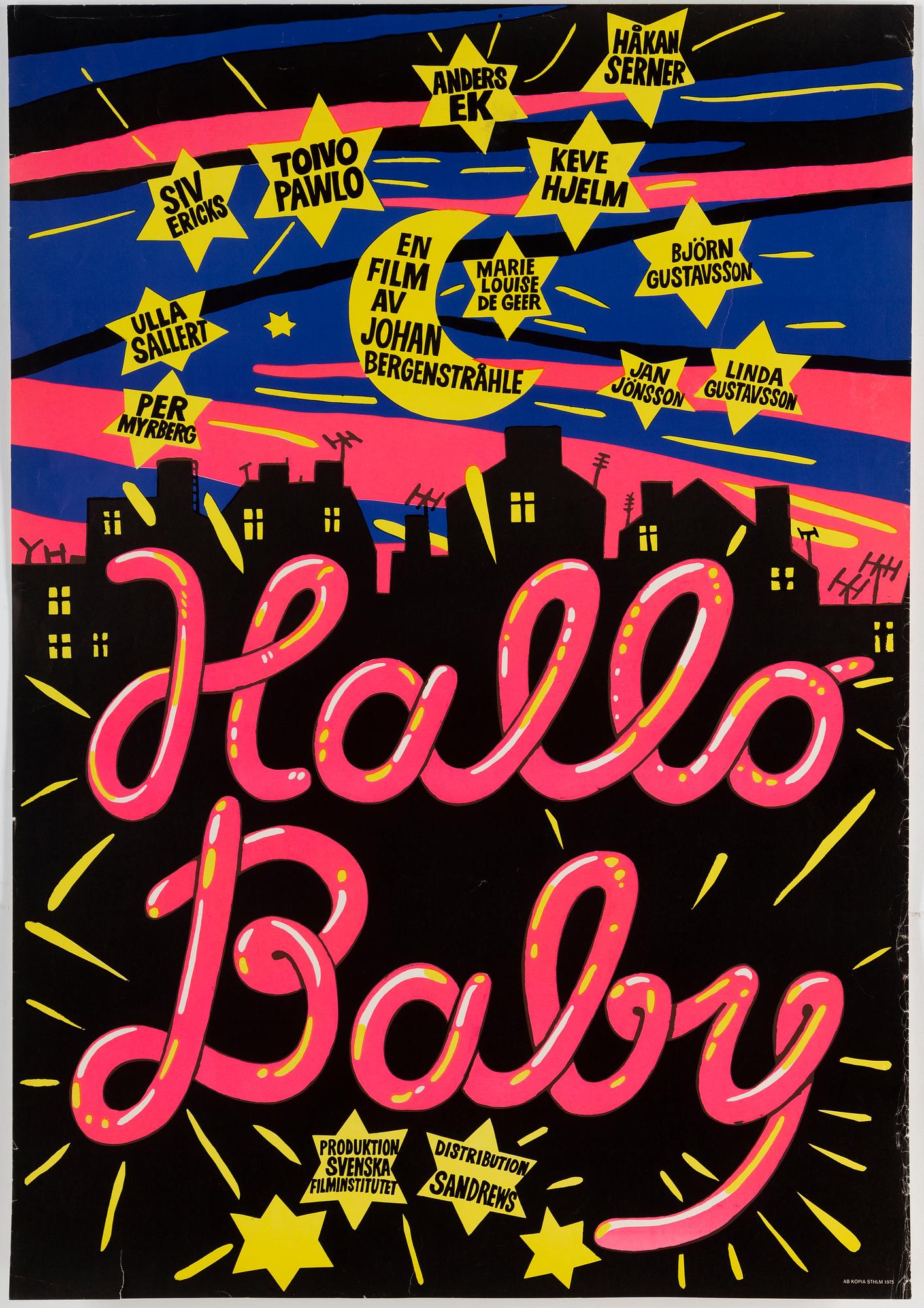 Marie-Louise Ekman, affisch till filmen "Hallo Baby" 1975.