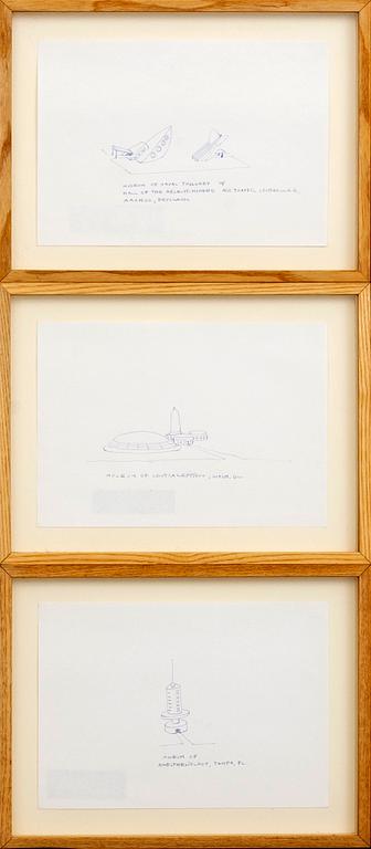 OLAV WESTPHALEN, 3 pcs, pen on plain copy paper, signed 97.