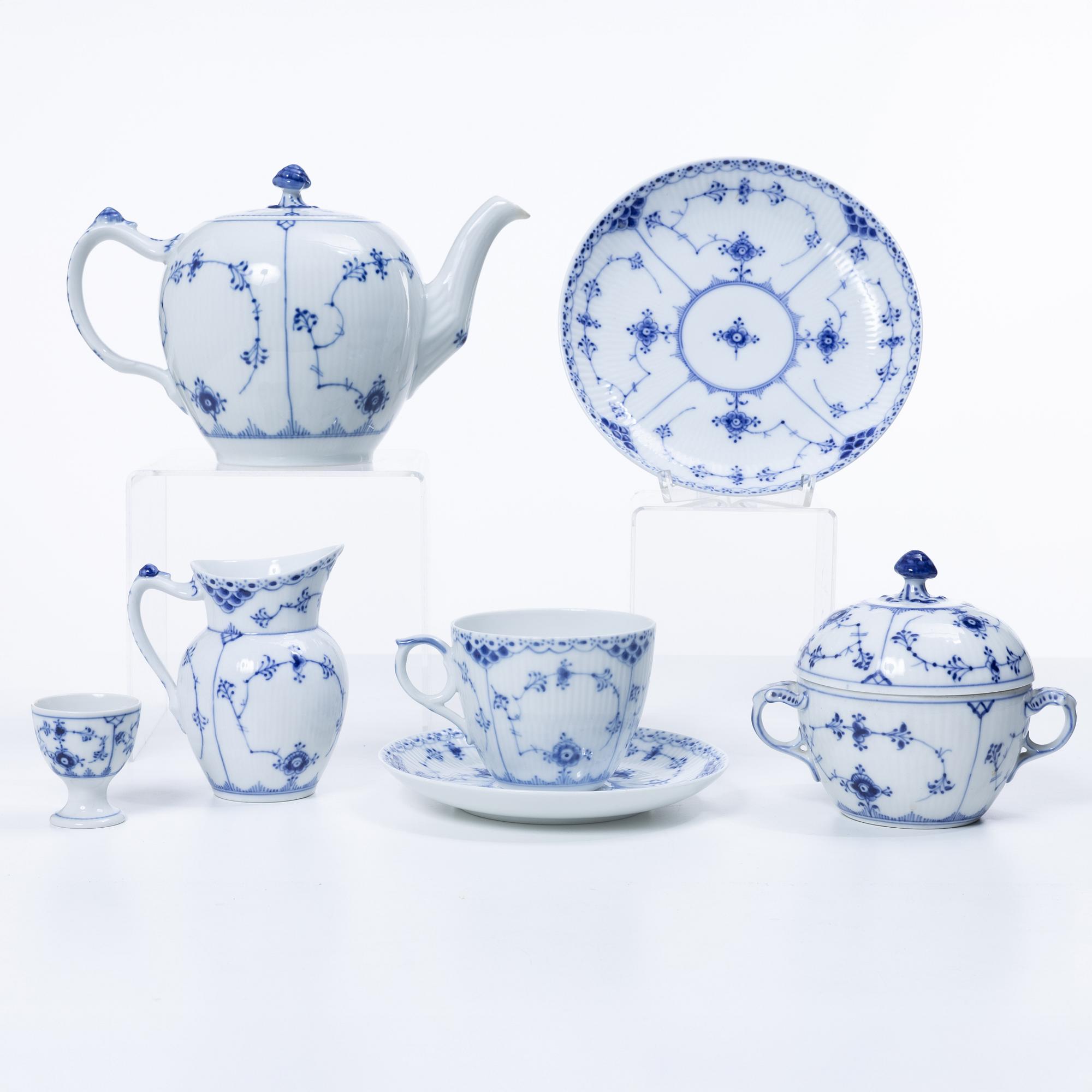 Royal Copenhagen, a 36-piece tea service, 'Blue Fluted', Denmark.