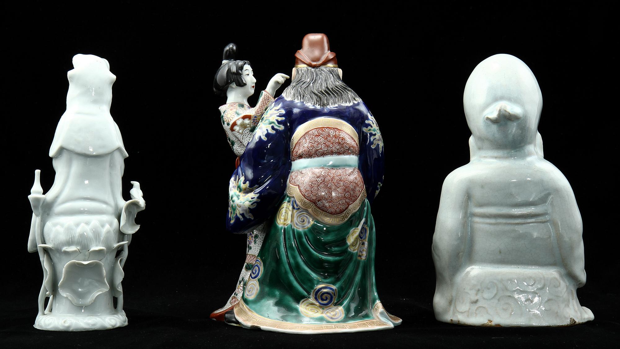 FIGURINER, 3 st, porslin, Kina samt Japan, 1800/1900-tal.