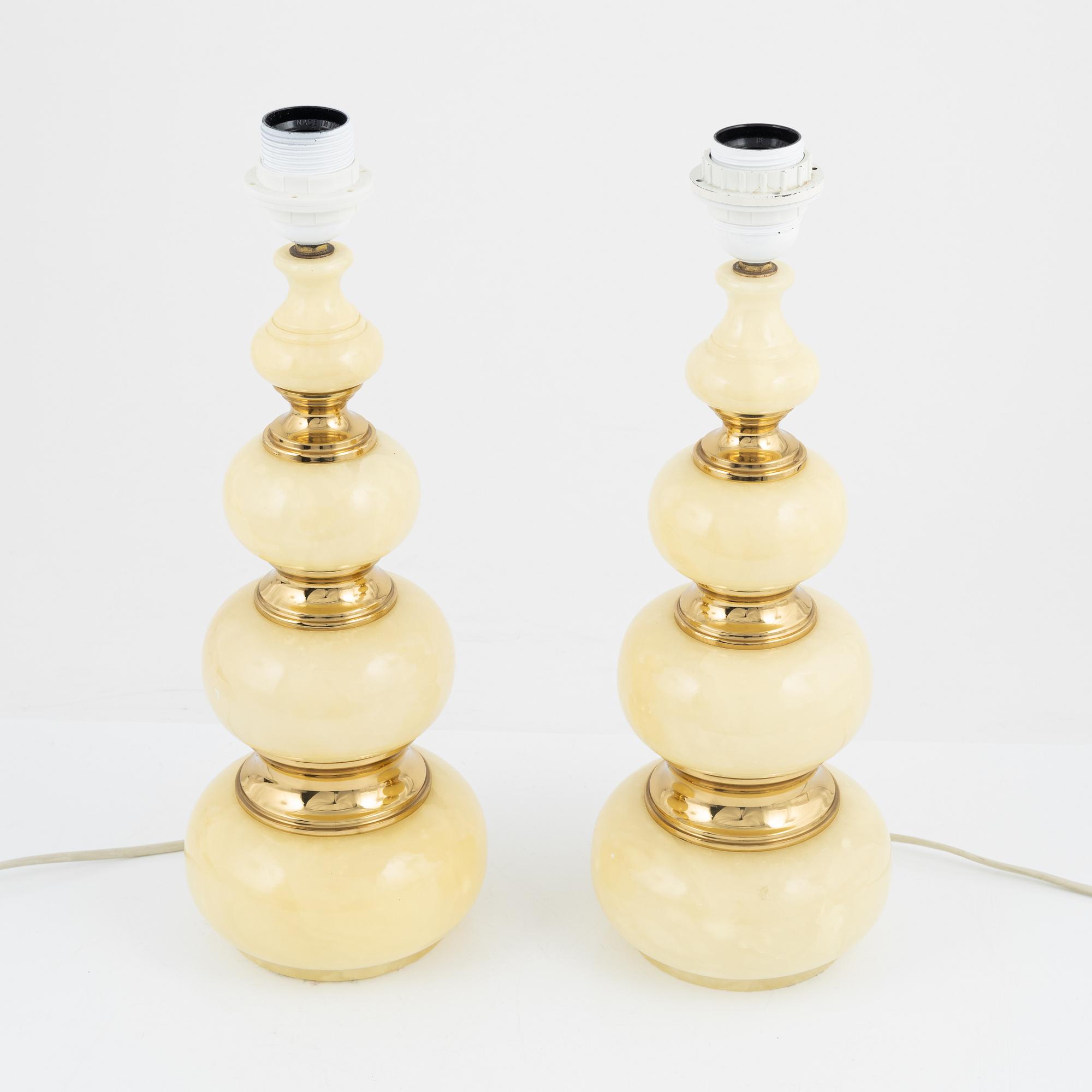 A pair of alabaster table lights, Herna, Spain, 1970's.