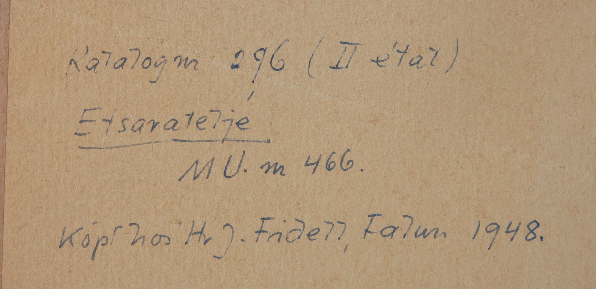 AXEL FRIDELL, etsning, utförd 1932, (Föreningen för grafisk konst 1943).