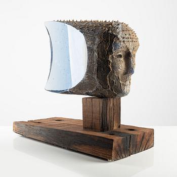Bertil Vallien, a "Janus", sand cast glass sculpture, Kosta Boda, Sweden, provex (prototype).