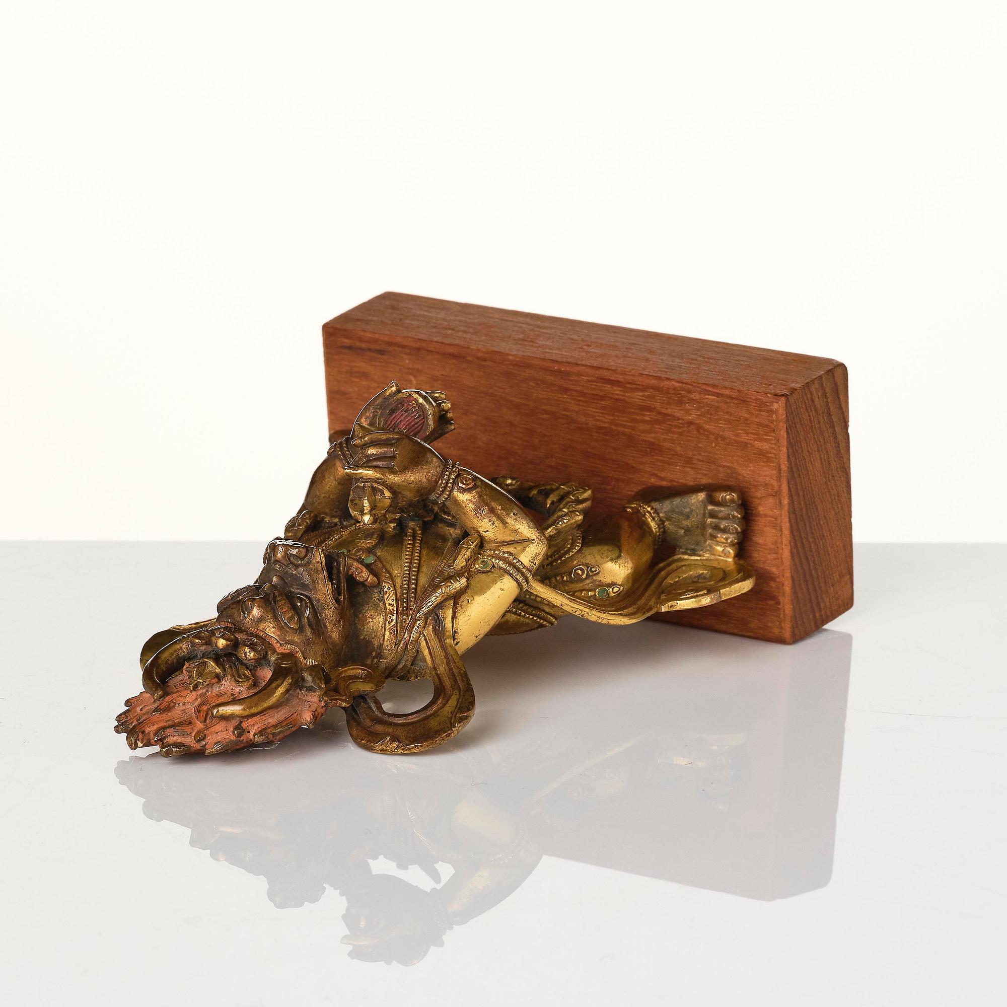 A gilt bronze figure of Vajrabhairava, Tibeto-chinese, 19th century or older.