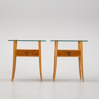 A pair of birch tree bed side tables from Bodafors, mid 20th century.