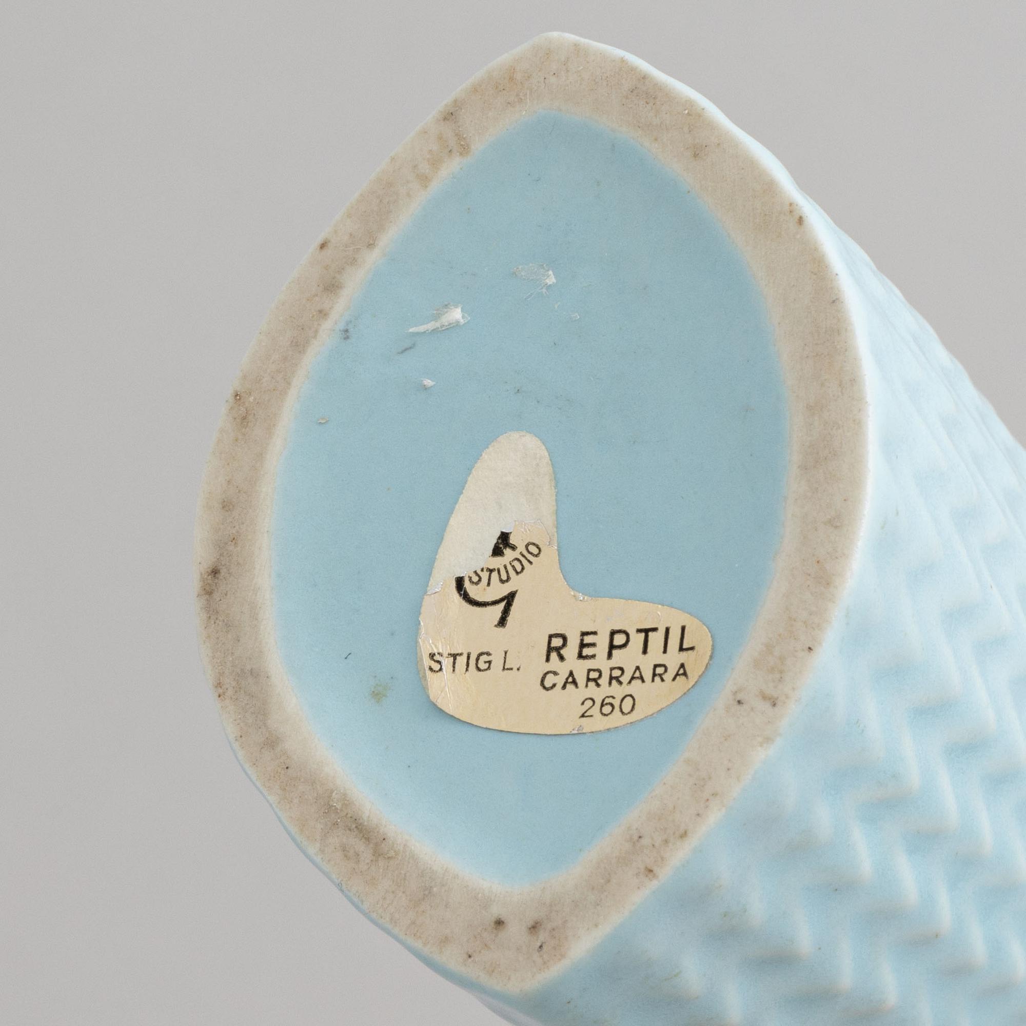 Stig Lindberg, a set of five stoneware "Reptile" vases & bowls, Gustavsberg, 1953-63.