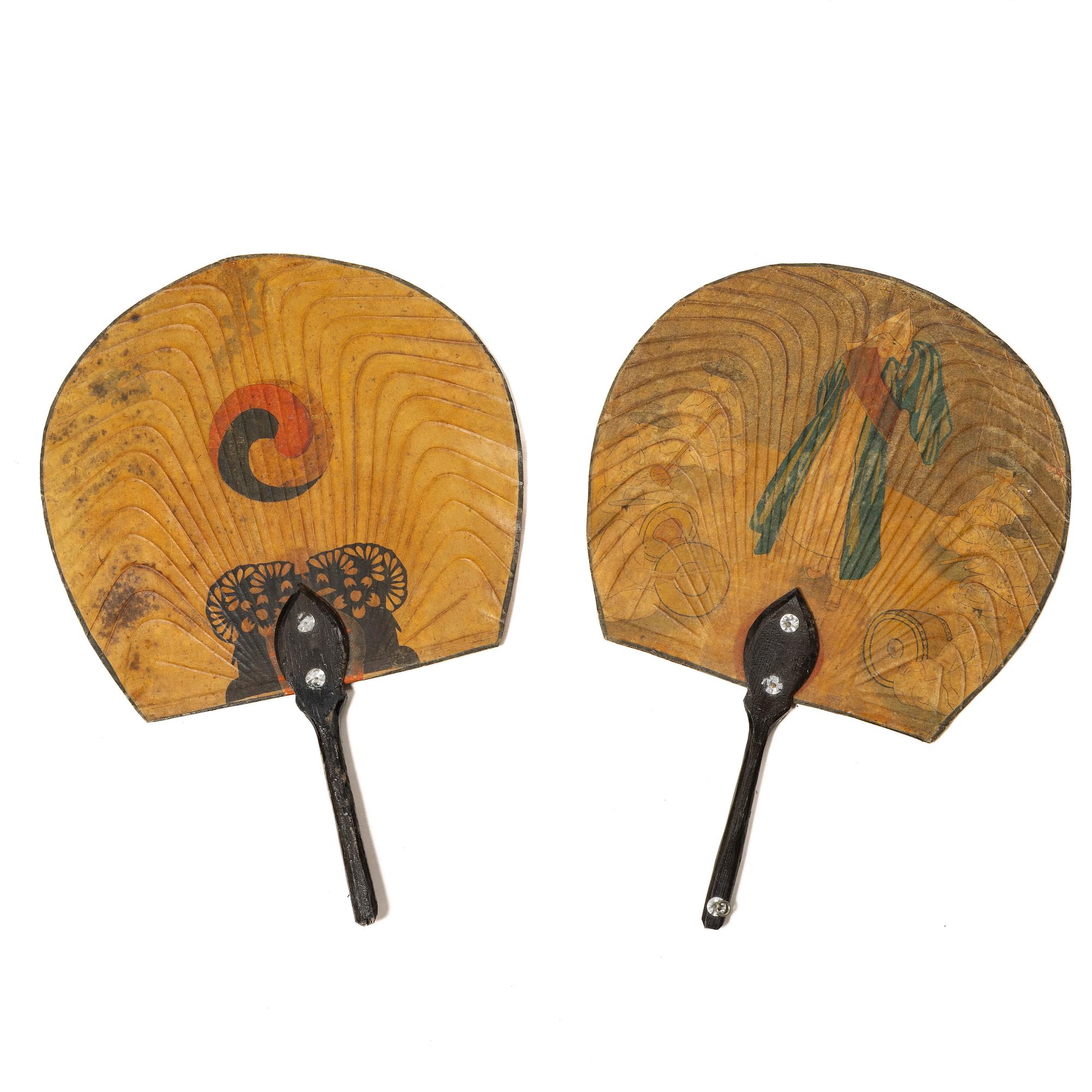 Fläktor, 12 stycken, papp. Sen Qingdynasti/tidigt 1900-tal.