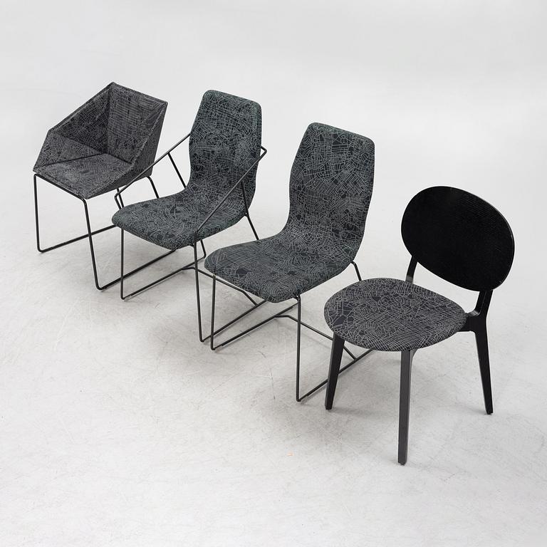 Claesson Koivisto Rune, 11 chairs and armchairs, various models, upholstered in the fabric "Metropolis", from the 2000s.