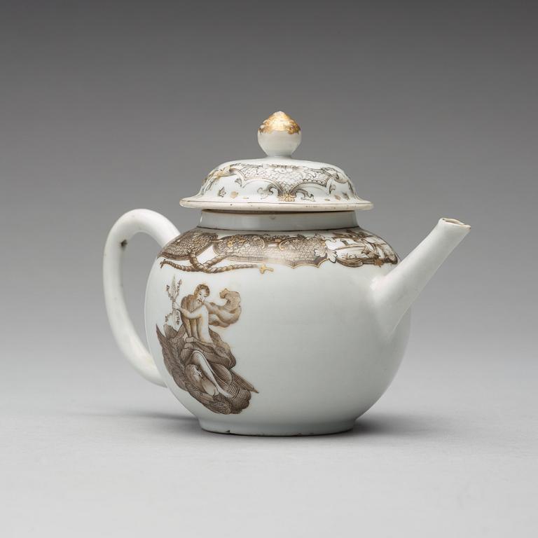 A grisaille teapot with cover, Qing dynasty, Qianlong (1736-95).