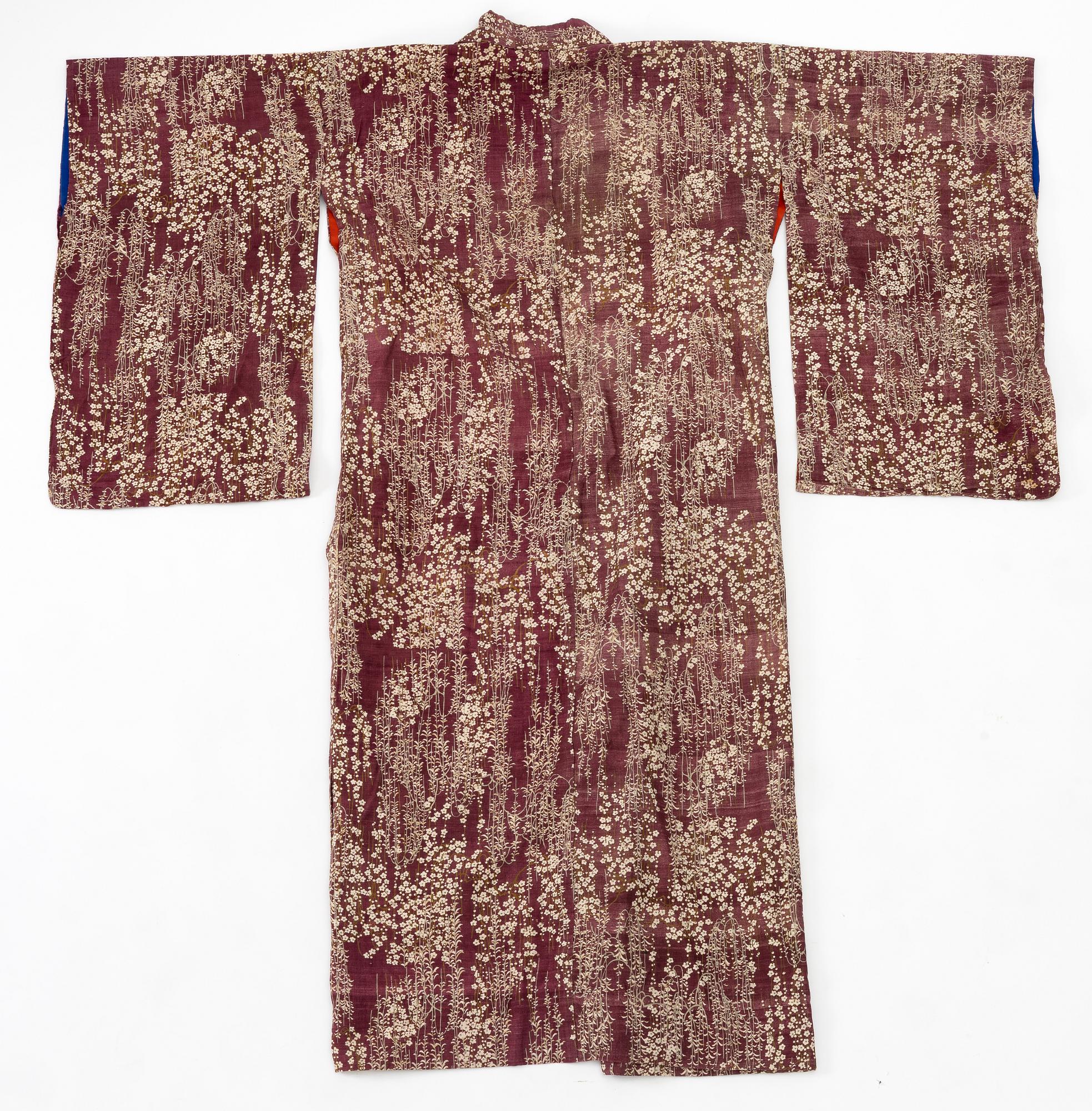 Kimono (five pieces), partially cotton, two pairs of shoes, one pair of socks, and a parasol, Japan, 20th century.