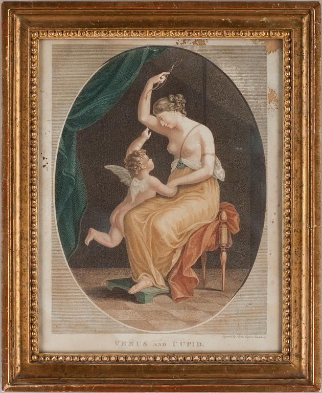KOPPARSTICK, 3st, mezzotint och akvarellerade, 1700-tal.