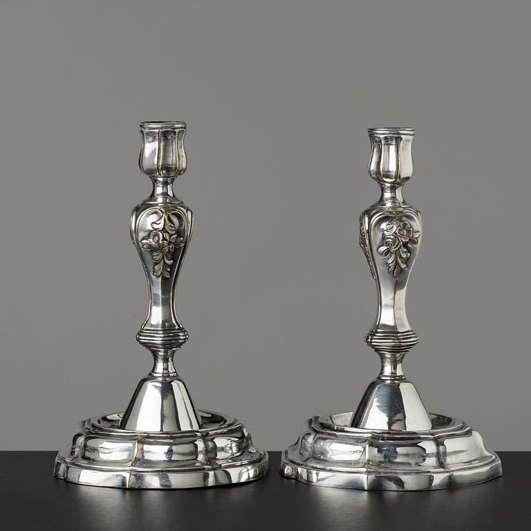 A pair of Swedish Rococo 18th century candlesticks.