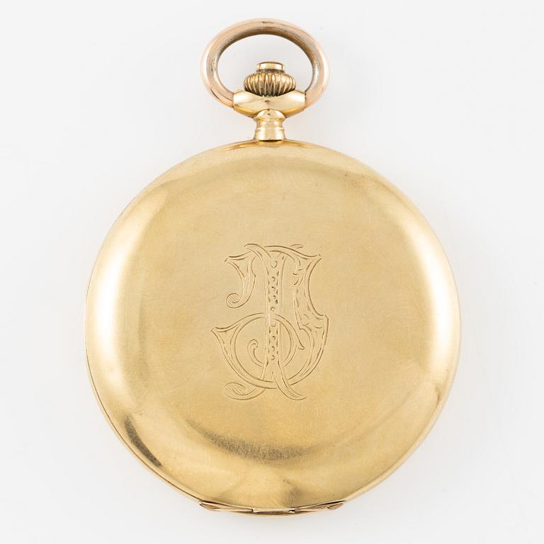 Pocket watch, 14K gold, hunter, 51 mm.
