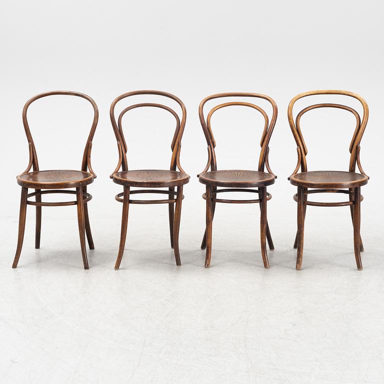 Cafestolar, fyra stycken, Josef Hoffmann samt Jacob & Josef Kohn, omkring år 1900.