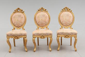 STOLAR, 3 st, rokokostil, 1800-talets andra hälft.
