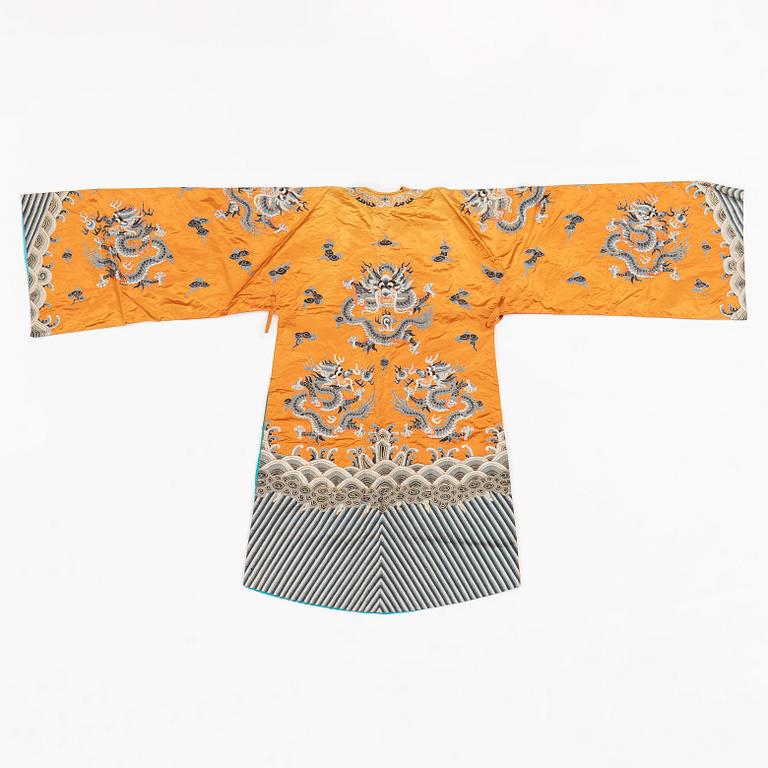 A Chinese embroidered silk robe, 20th century.