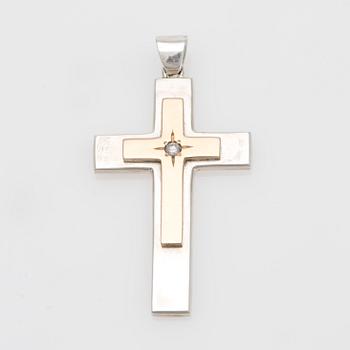 HÄNGE, 14K guld/sterling silver, diamant 0,13 ct.