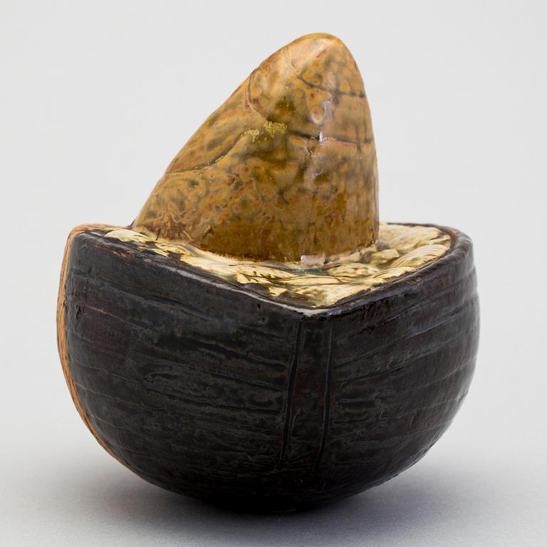 A stoneware sculpture "Fiskare" by Lisa Larson, Gustavsberg.