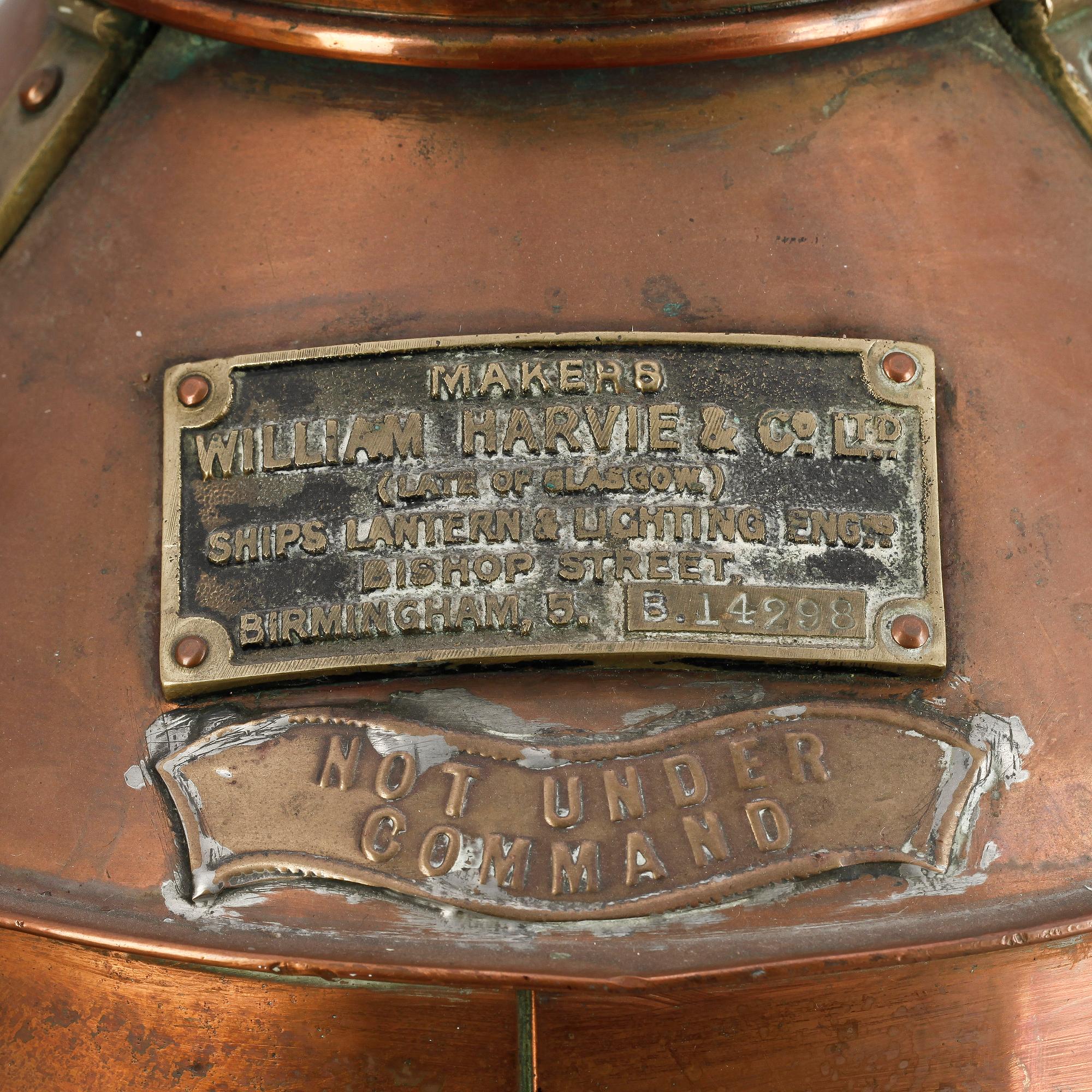 LANTERNOR, 2 st, koppar, bla William Harvie & Co, 1900-talets första hälft.