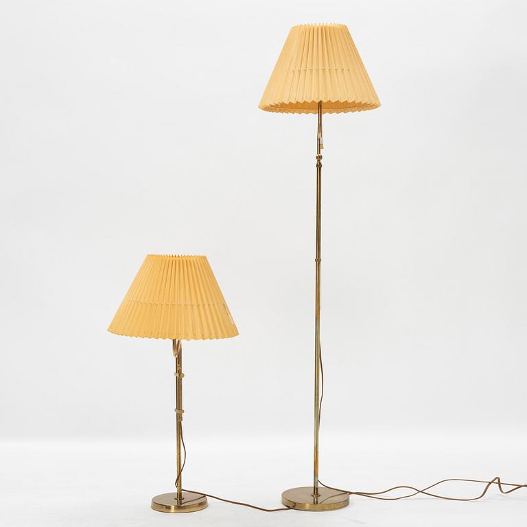 A brass floorlamp and table light 'B-132' from Bergboms, Sweden, second half of the 20th century.