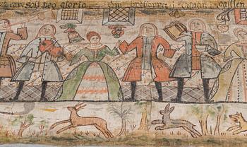 A FOLK ART WALL PAINTING FROM 1762. Sweden.