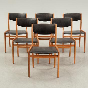 Knud Andersen, a set of six chairs for J.C.A Andersen, Aarhus, Denmark and a dinner table from Troeds, Bjärnum.
