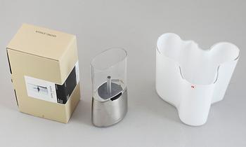 OLJELAMPA OCH VAS, glas, "Elements" Georg Jensen resp Iittala.