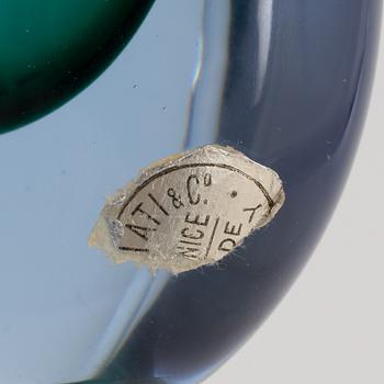 Vaser, 3 st, skål, flaska samt askfat, glas, bl.a. Venini och Salviati & co, Murano, Italien.