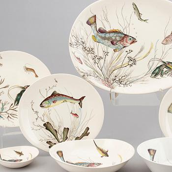 A part 'Fish' earthenware dinner service, Johnson Bros, England (74 pieces).