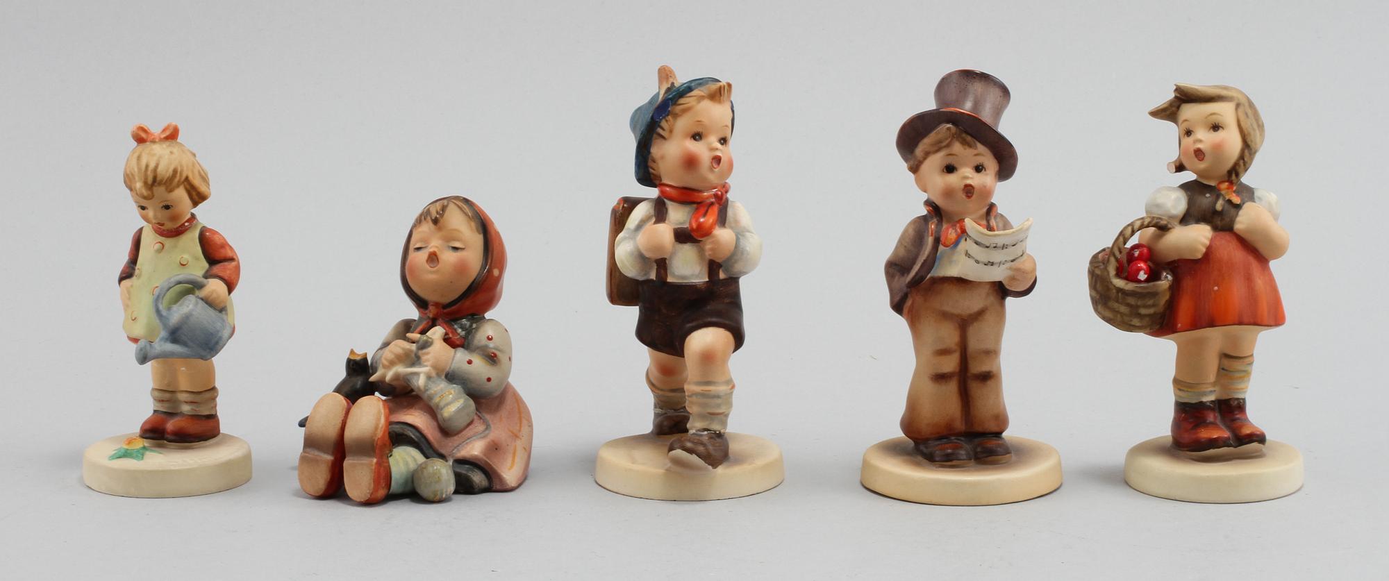 FIGURINER, 5 st, porslin, Hummel, Goebel, 1900-tal.