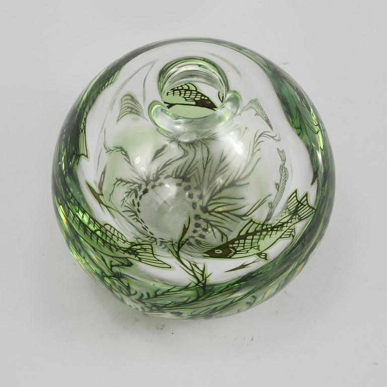 VAS, graal, "Fiskgraal", Edward Hald, Orrefors, signerad, omkring 1900-talets mitt.