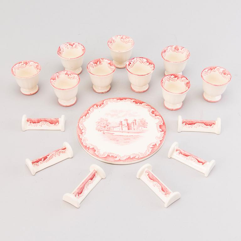 MATSERVIS, 157 delar, flintgods, "Bengali, röd", Rörstrand, 1940-tal.