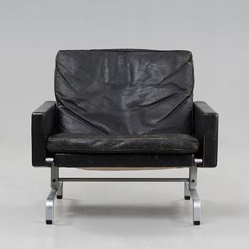 Poul Kjaerholm, a 'PK-31' black leather and steel armchair, E Kold Christensen, Denmark 1960's.