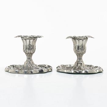 Gustaf Möllenborg, (Féron), ljusstakar, ett par, silver, Stockholm 1851.