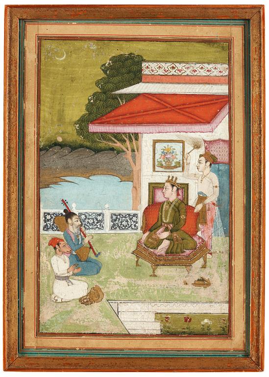 GOUACHE, förhöjd med guld, Bengalen omkring 1770.