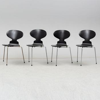 ARNE JACOBSEN, four 'Ant' chairs from Fritz Hansen, Denmark, 1950's/60's.