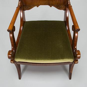 An Empire armchair, around 1820, the Reign of Alexander I (1801-1825), Russia.
