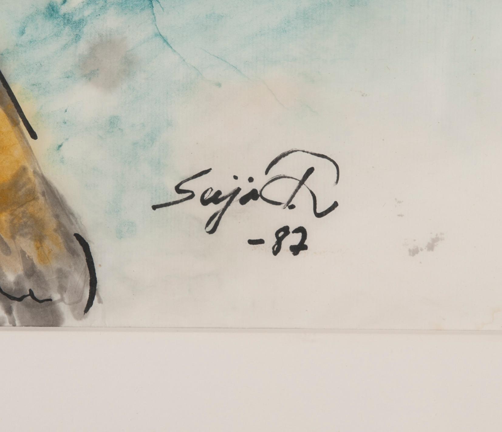 SEIJA RUSTHOL-KARHU, blandteknik på papper, signerad och daterad -87.