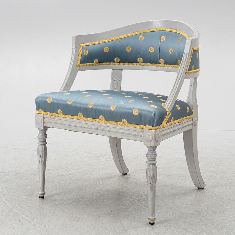 A late Gustavian style armchair, early 20th Century.