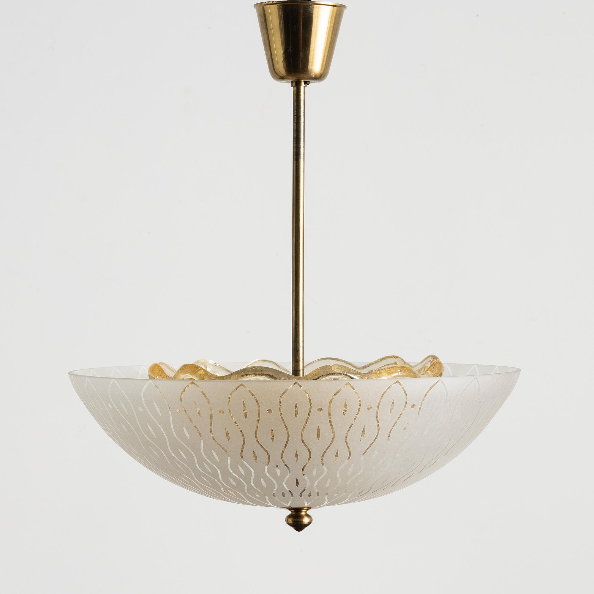 A Swedish Modern ceiling light from Orrefors, 1940's.