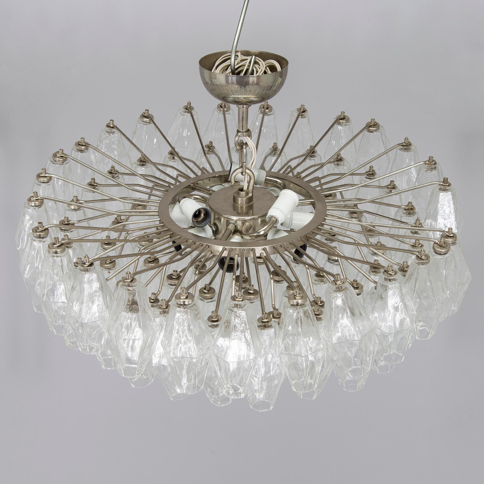 Carlo Scarpa, A1960s 'Polyhedra' chandelier for Venini Murano Italy.